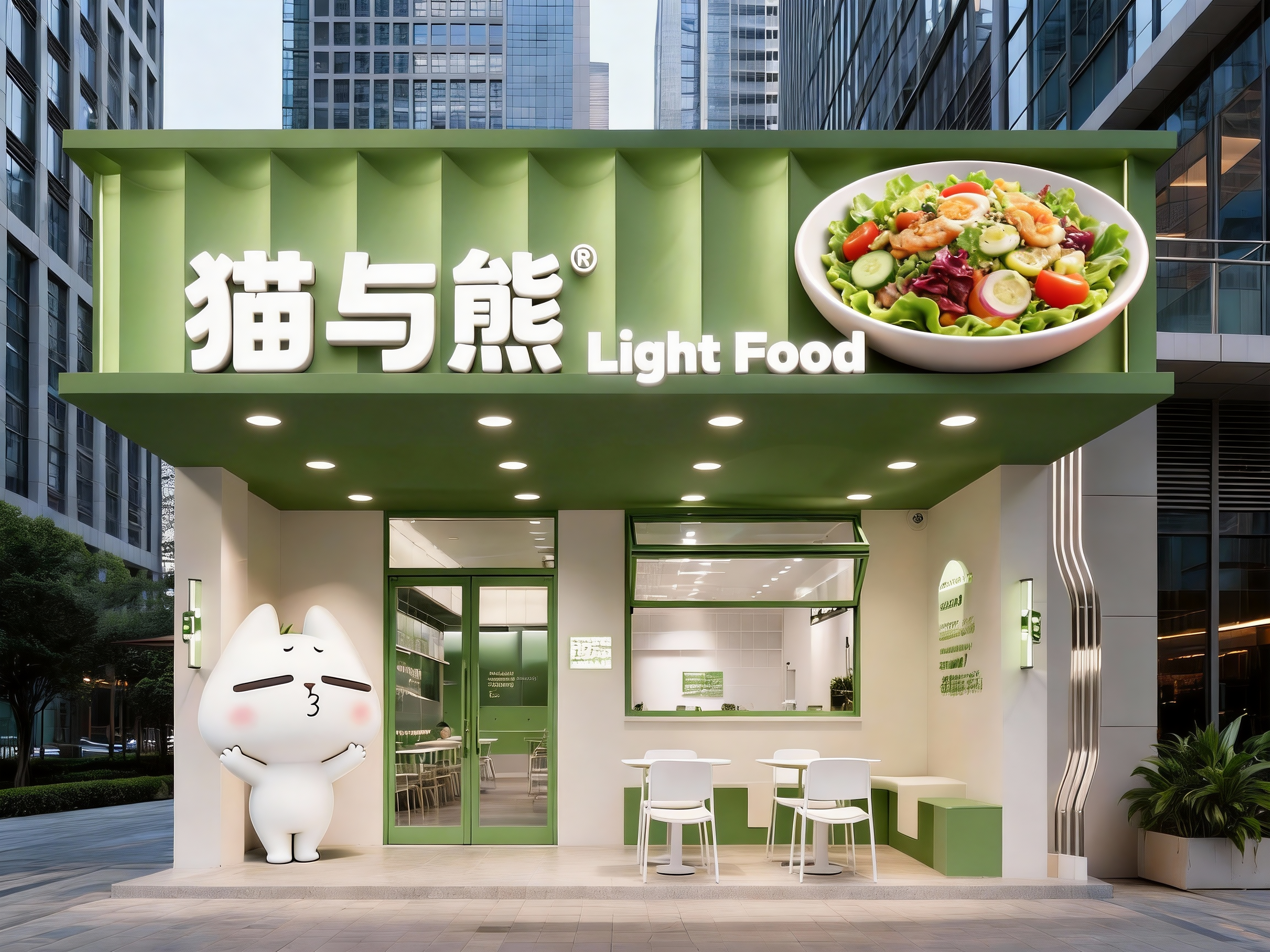 轻食店门头-绿色简约风