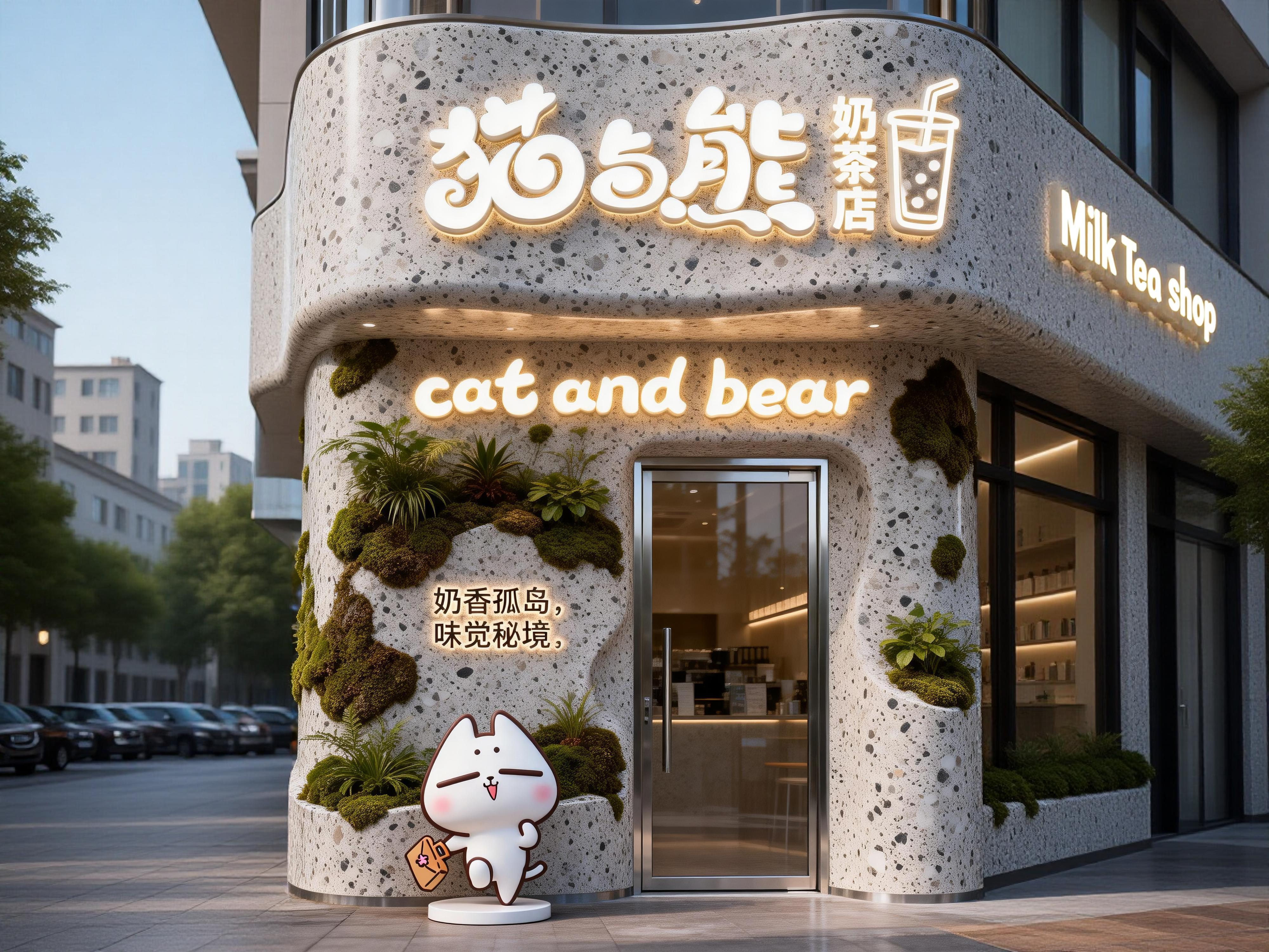 奶茶店门头-诧寂简约风